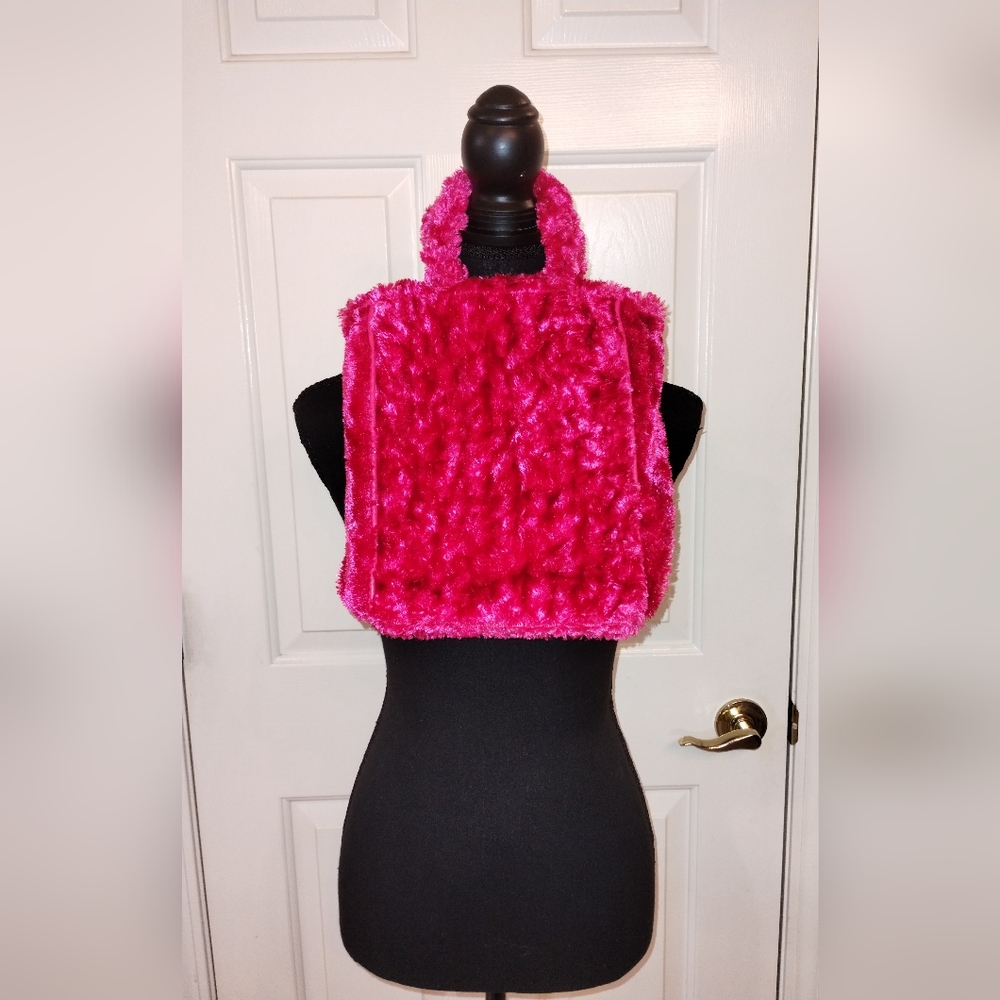 Hot Pink Chenille-like Tote